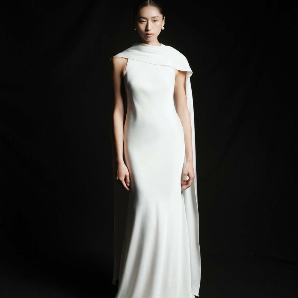Chic White Wedding Dress with Cape